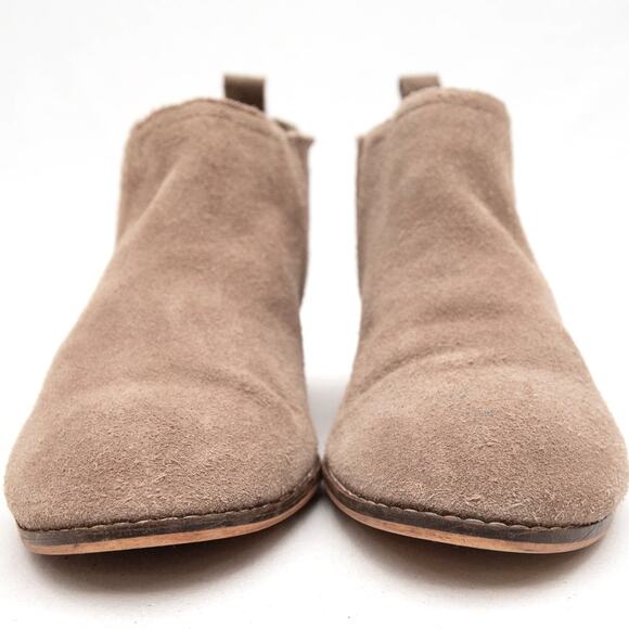 Dolce Vita Tan Suede Slip On Block Heel Jaydin Ankle Boots Booties Size 8 - Picture 3 of 12